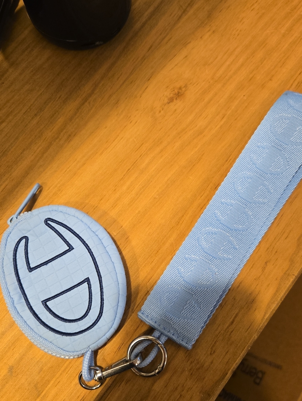 Light Blue Champion Wrist Key Pouch with Strap